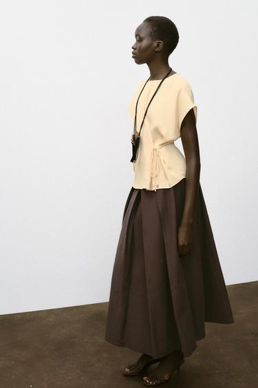 TOP FLUIDE CORDON - Jaune de Zara - Image 4