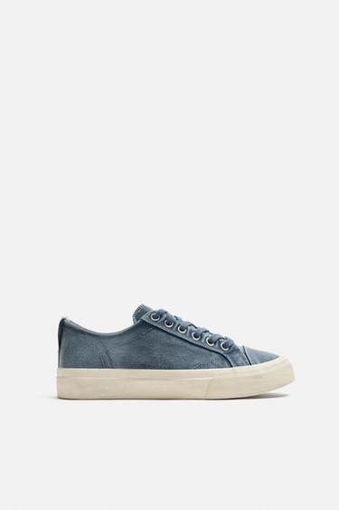 DISTRESSED FABRIC TRAINERS - Blue by Zara