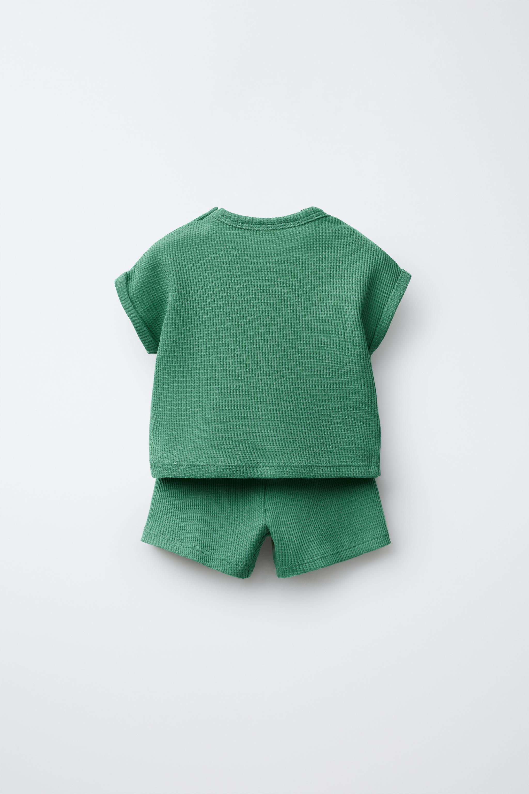 PLAIN WAFFLE T-SHIRT AND BERMUDA SET