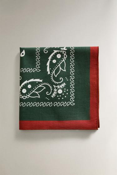 BANDANA FÜR HAUSTIERE AUS BAUMWOLLE MIT PAISLEY-MUSTER - Grün von Zara