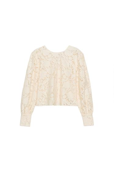 LACE SHIRT WITH BUTTONS - Ecru by Zara