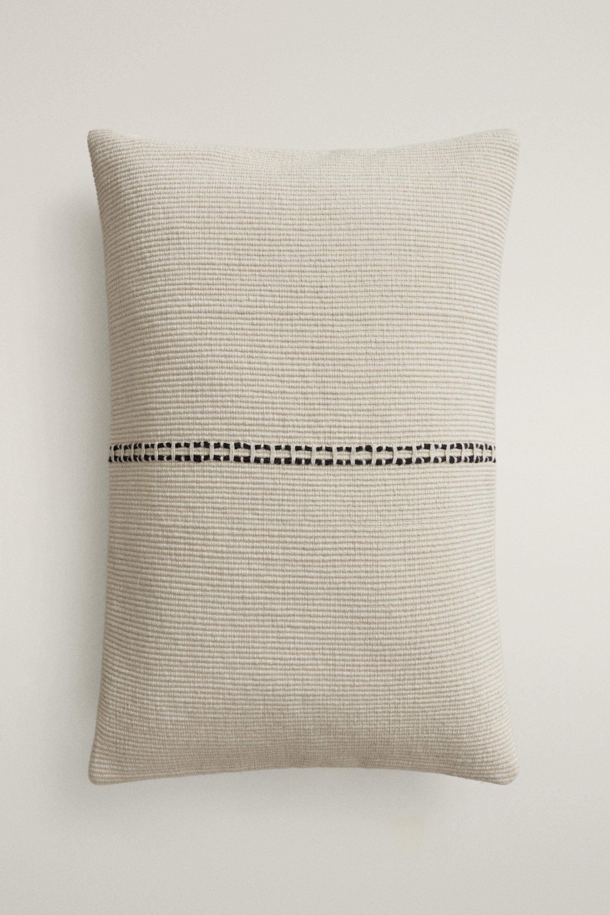 DOUBLE LINE THROW PILLOW COVER — Blue