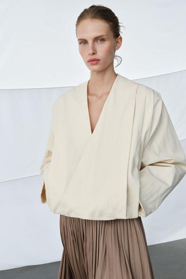 ZW COLLECTION PLEATED VOLUME TROUSERS - Brown by Zara - Image 1