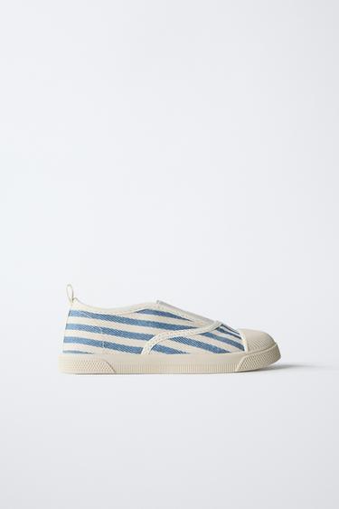 STRIPED COTTON PLIMSOLLS - Blue by Zara