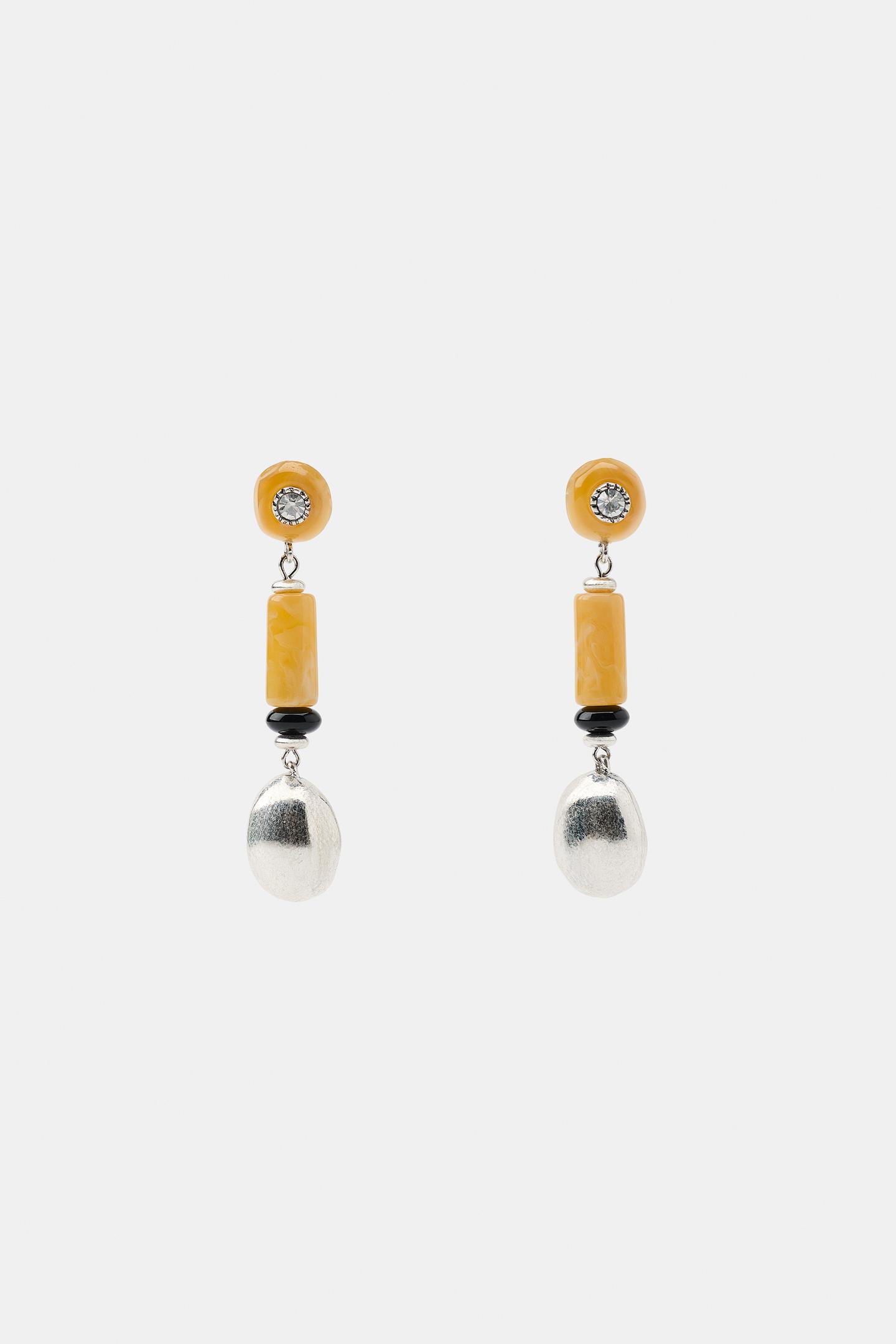 Женские серьги Zara Resin Stone, цвет: Серебряный — фото 2