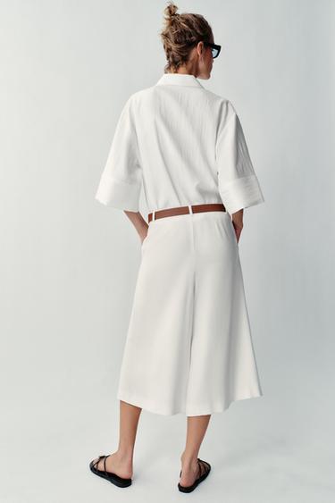 BERMUDA LONG AVEC CEINTURE - Blanc cassé de Zara - Image 5