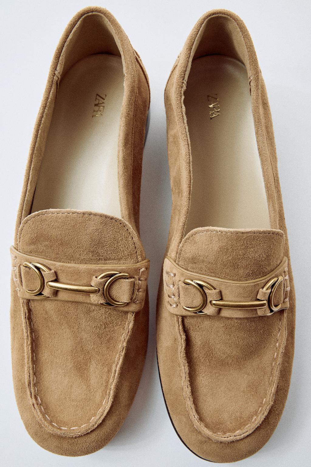 SUEDE LOAFERS WITH METAL APPLIQUÉ