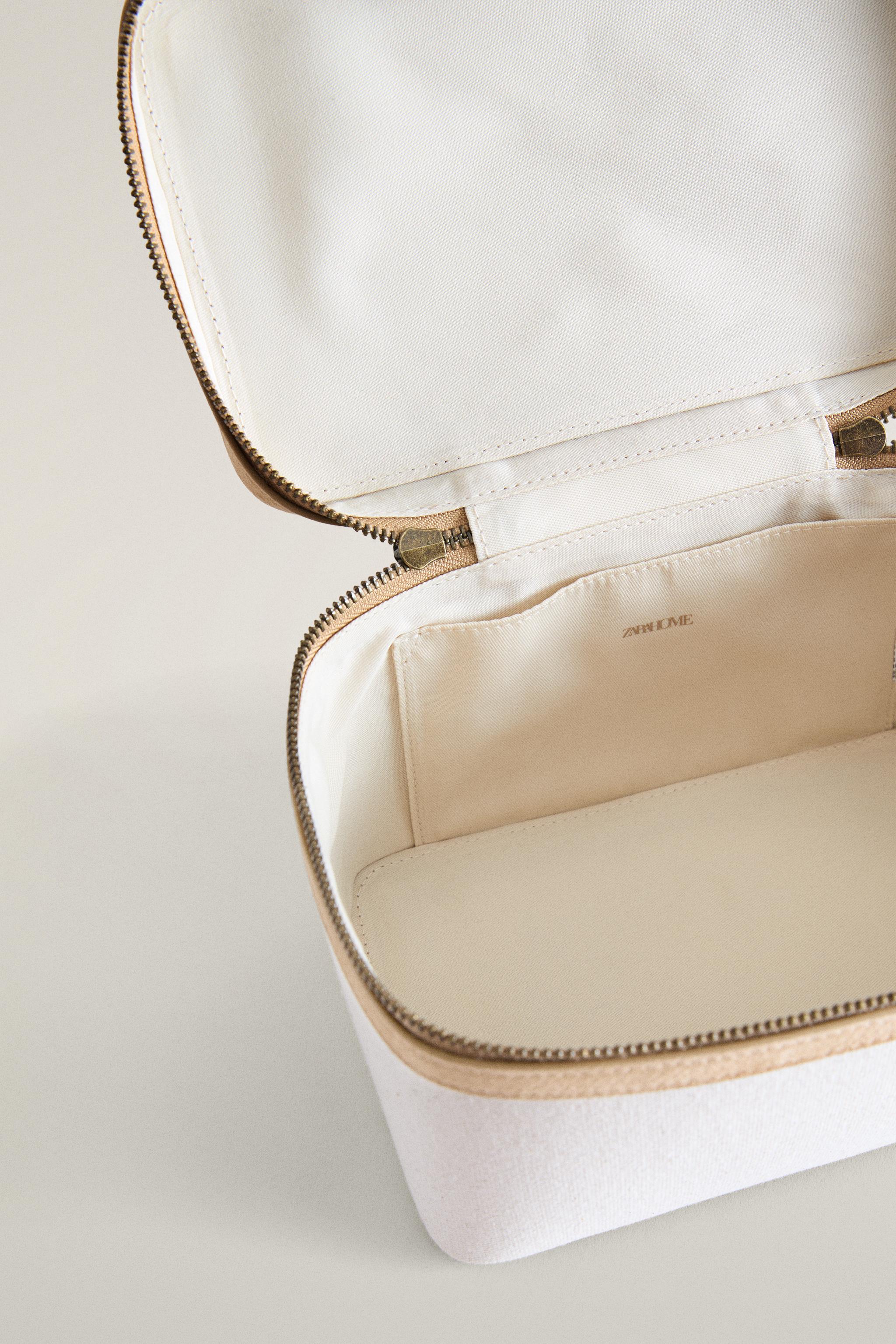 RIGID CANVAS LEATHER MAKEUP BAG