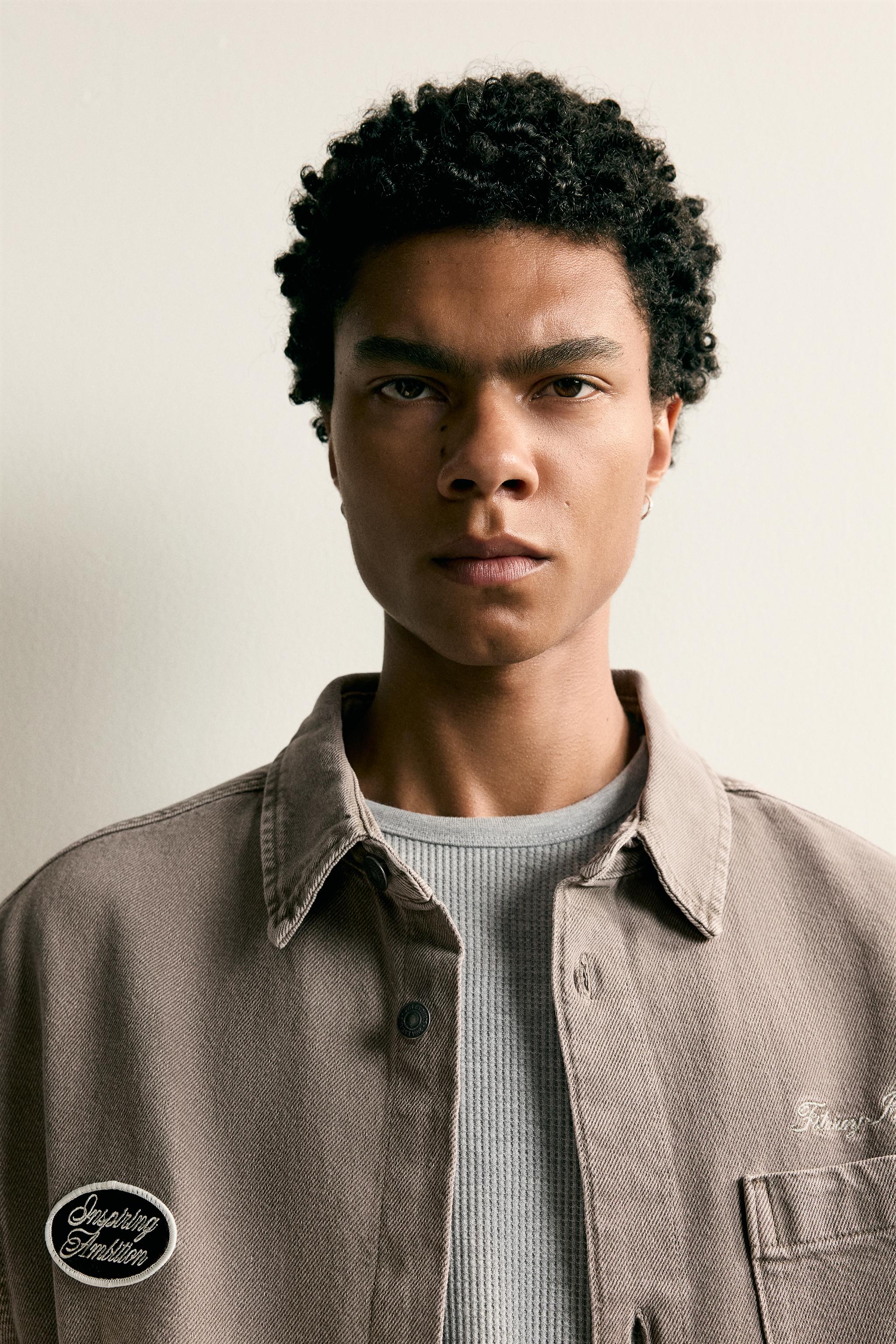 EMBROIDERED PATCH BOXY FIT OVERSHIRT
