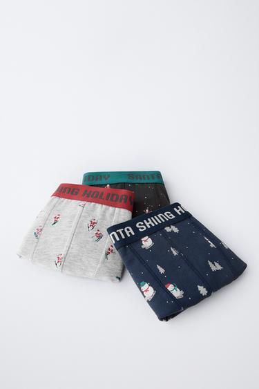 AGES 6-14 / PACK OF THREE SANTA AND SNOWMAN BOXERS - Multicoloured by Zara - Image 5