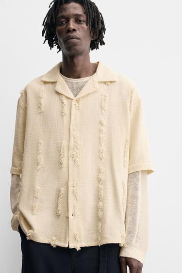 RAISED EMBROIDERY SHIRT - Ecru by Zara