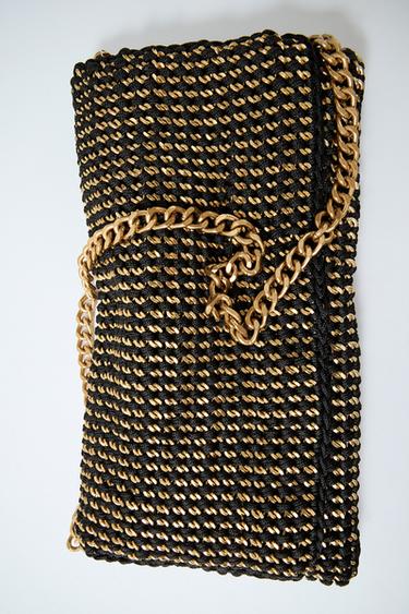 BOLSO BANDOLEIRA TECIDO METALIZADO - Negro de Zara