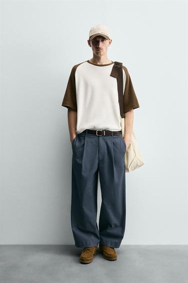 CONTRAST CHECK-TEXTURE T-SHIRT - Oyster-white by Zara - Image 0