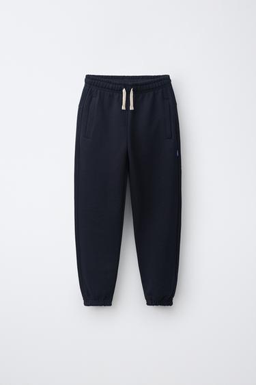 PLAIN SWEATSHIRT JOGGERS WITH LABEL - Navy blue by Zara