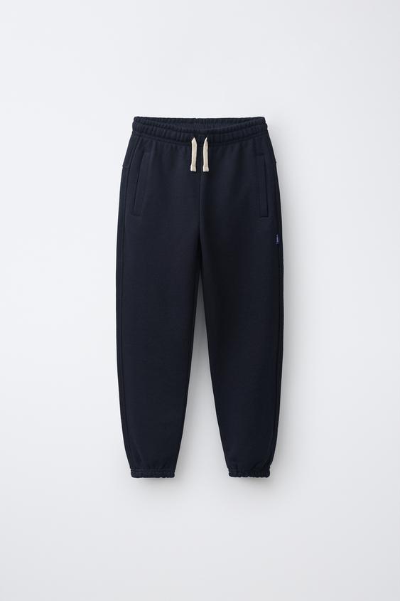 PLAIN SWEATSHIRT JOGGERS WITH LABEL - Navy blue by Zara - Image 0