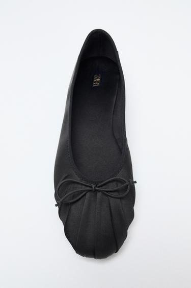 SATIN EFFECT BALLET FLATS - Black by Zara