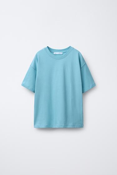 CAMISETA LISA BÁSICA - Azul de Zara