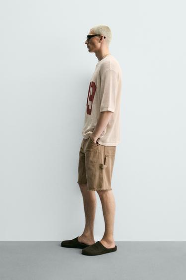 NUMBER MESH KNIT T-SHIRT - Ecru by Zara - Image 3