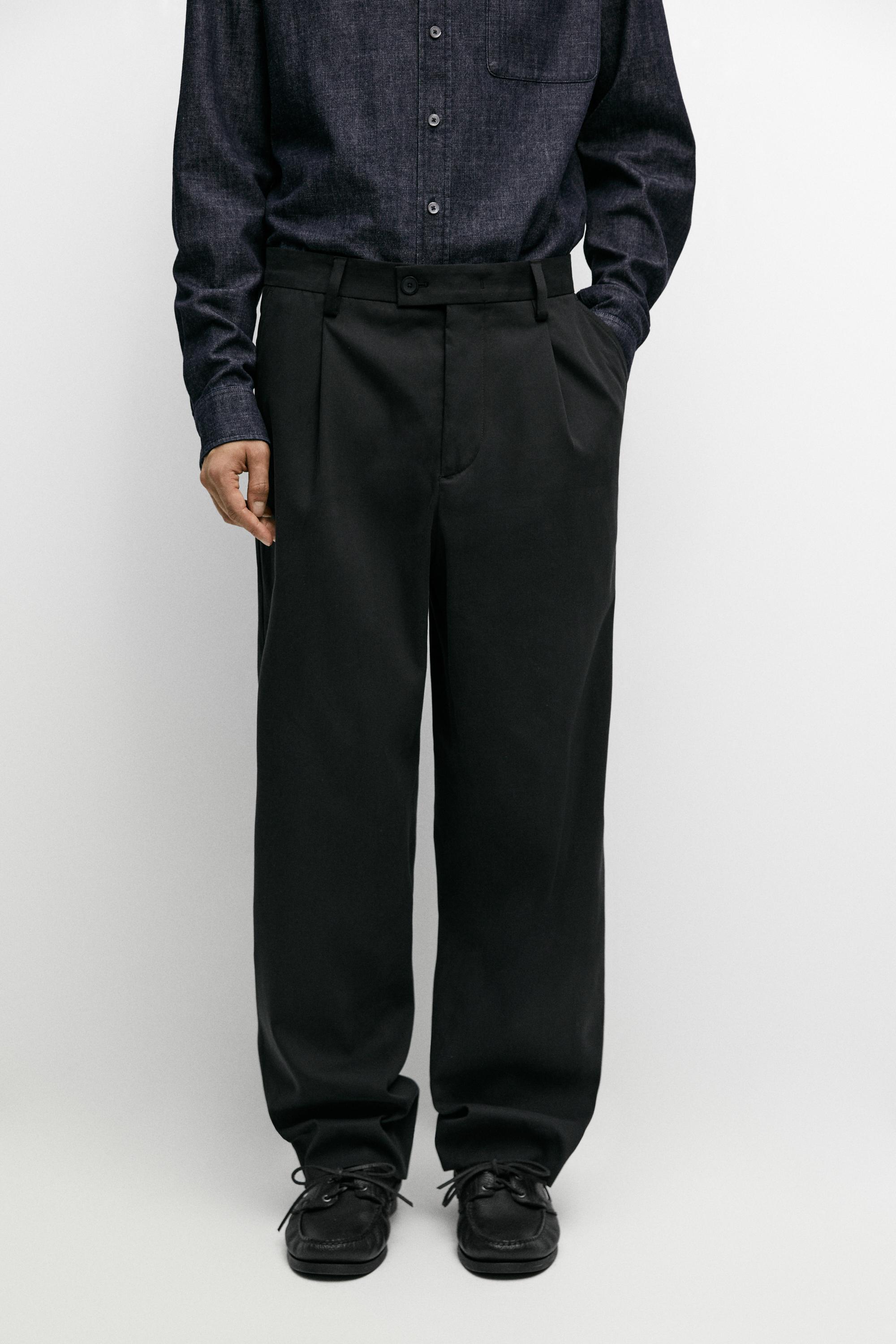 Wide-leg darted pants