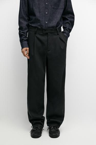 Wide-leg darted pants — Black 2