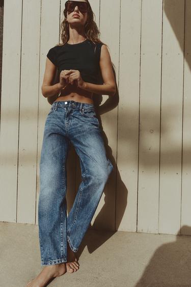 Z1975 CROPPED MID-RISE JEANS - Blue by Zara