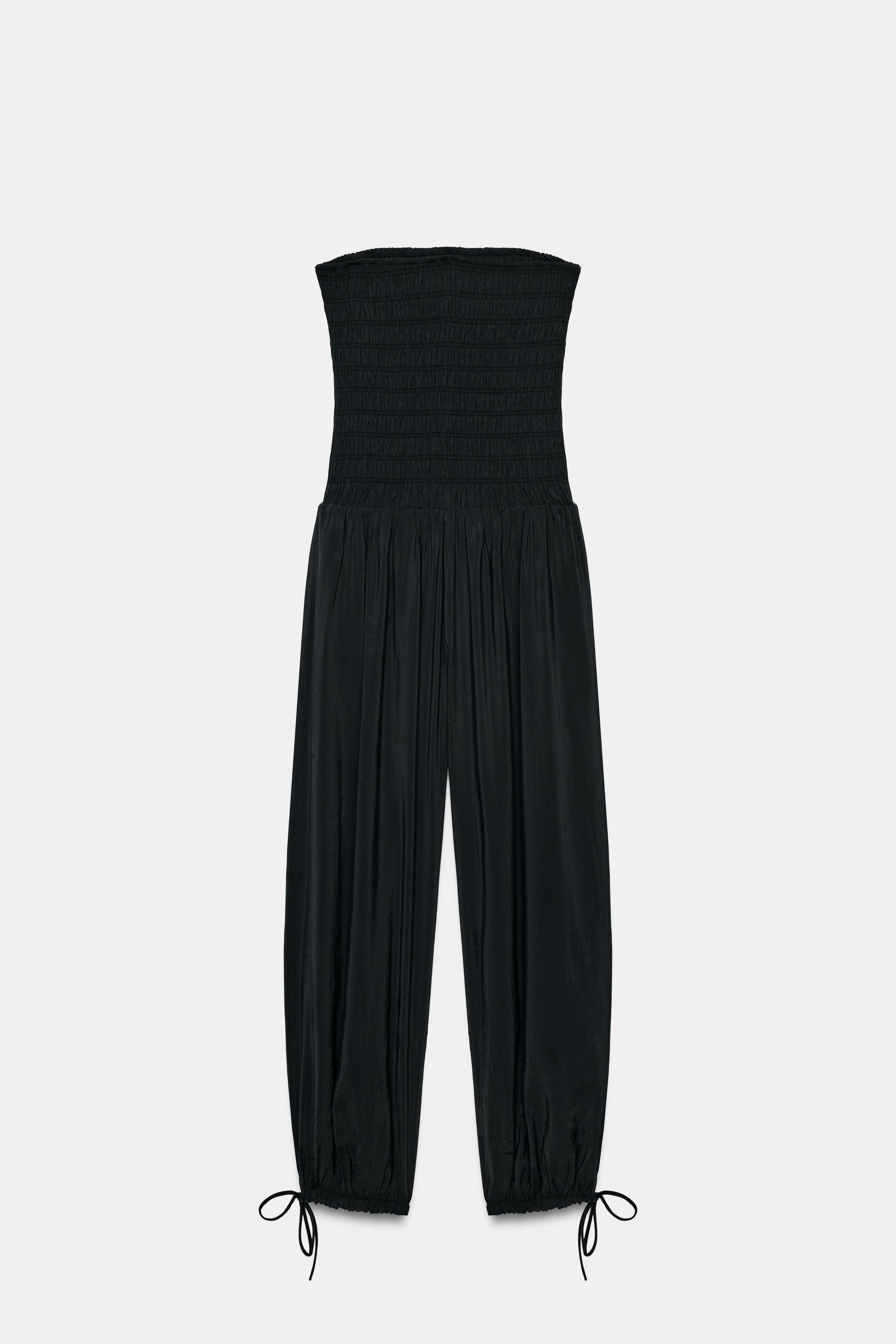 Женские комбинезоны Zara GATHERED STRAPLESS JUMPSUIT — фото 3