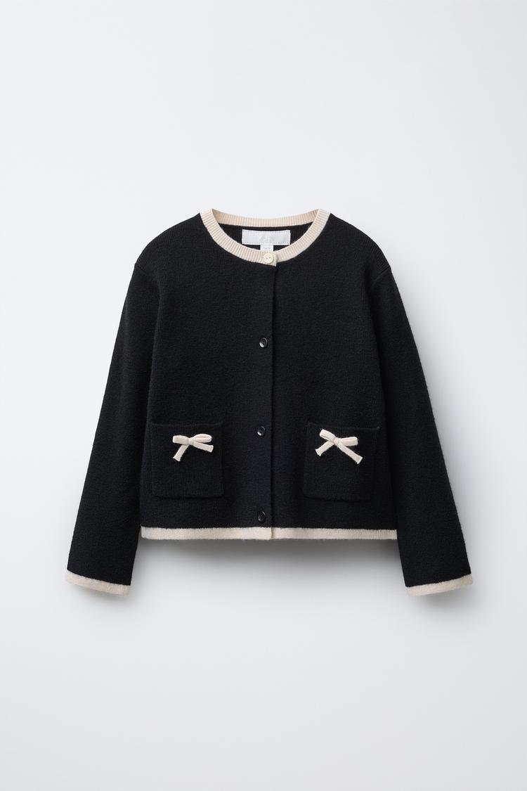 STRICKJACKE MIT SCHLEIFEN Schwarz ZARA Deutschland Germany