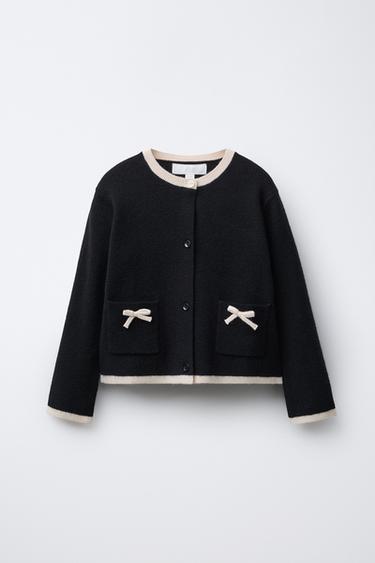 GILET EN MAILLE LACETS - Noir de Zara