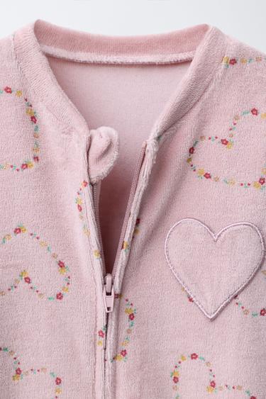 PYJAMA EN VELOURS CŒURS ET FLEURS - Rose poudré de Zara - Image 2
