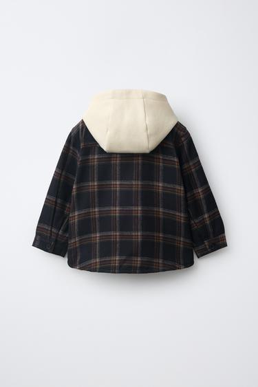 PLAID HOODIE OVERSHIRT — Blue 2