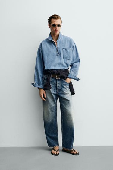 KËMISHË POLO RELAXED FIT - E kaltër e hapur nga Zara