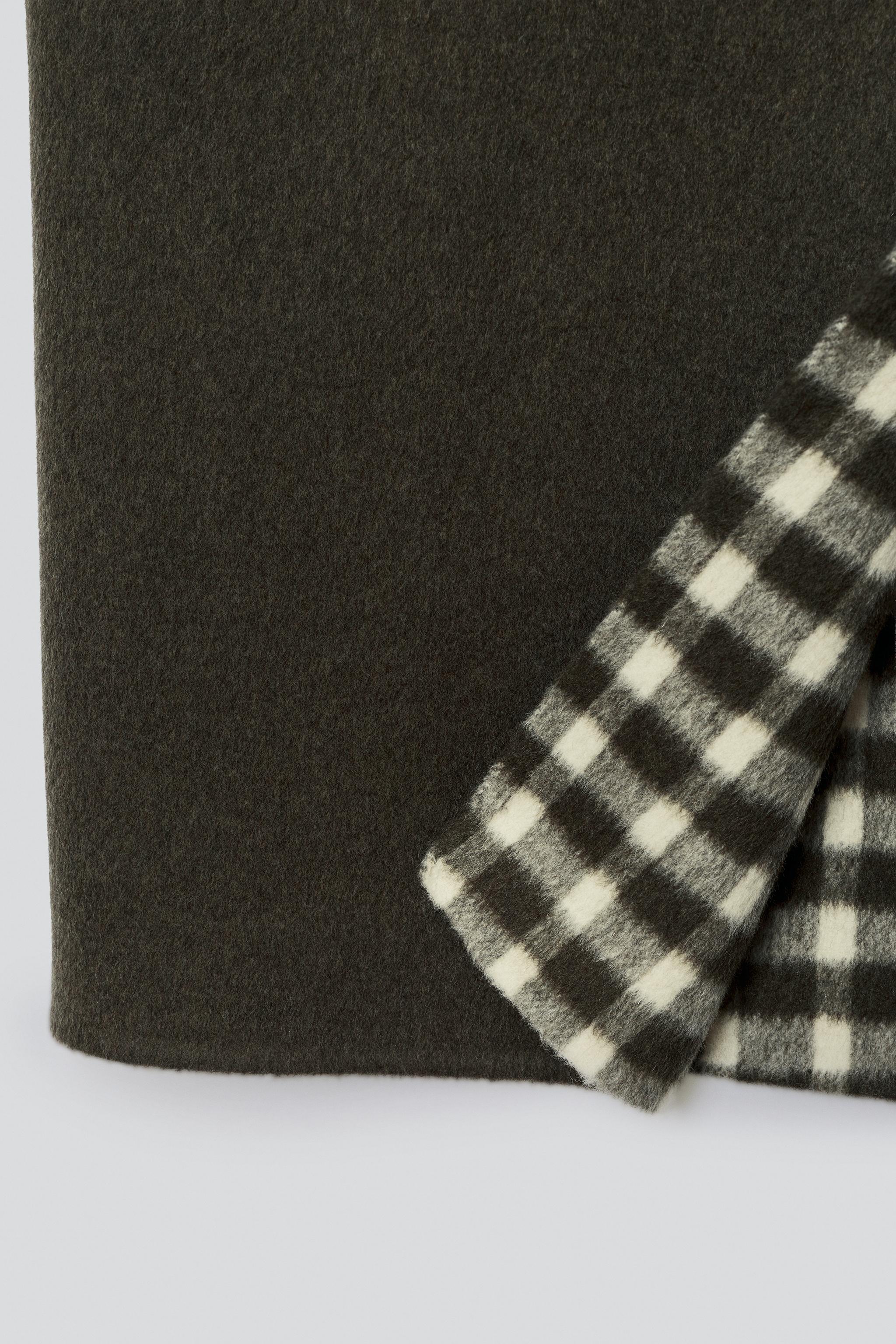 MANTEAU DOUBLE FAZ MÉLANGE LAINE CARREAUX