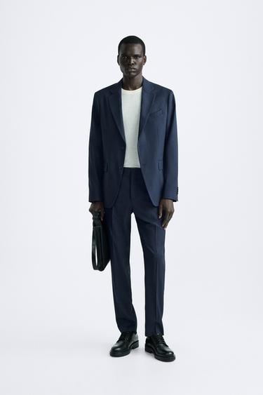 КОСТЮМНЫЙ ПИДЖАК ИЗ РЕЛЬЕФНОЙ ТКАНИ — ЯРКО-СИНИЙ от Zara — изображение 0