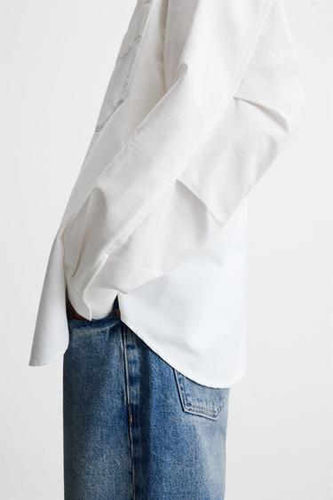 OVERSIZE FIT OXFORD SHIRT - White by Zara - Image 7