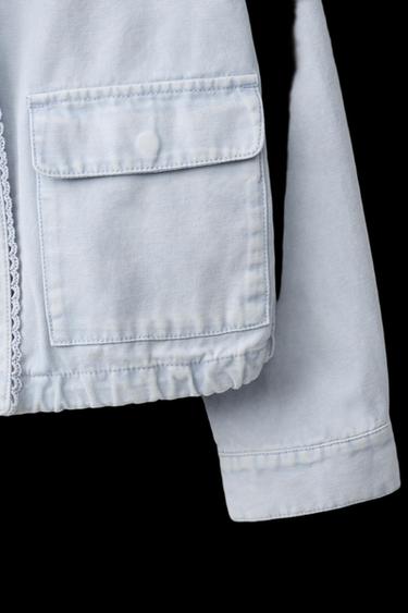 CANVAS-JACKE MIT SPITZENVERZIERUNG - Hellblau von Zara