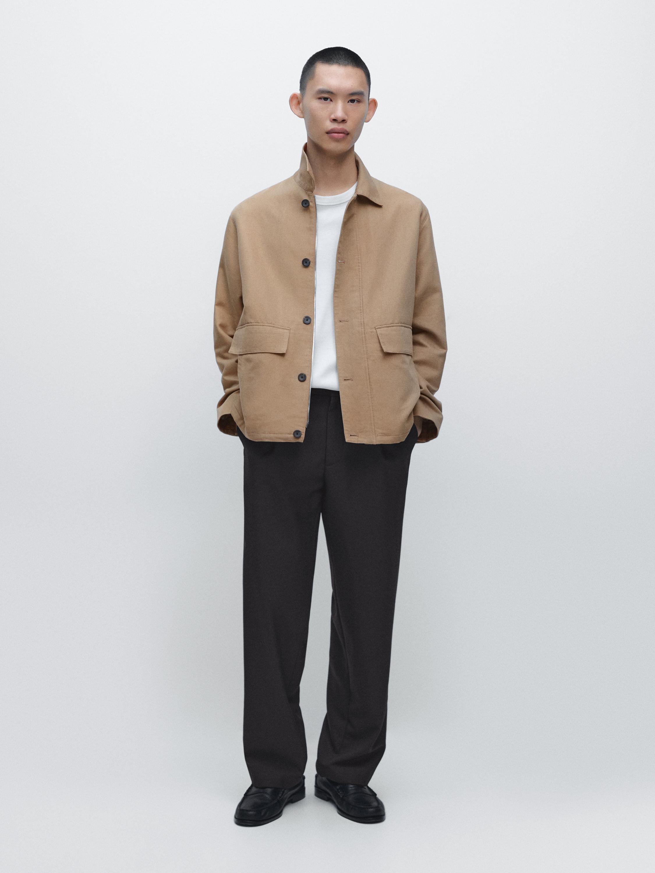 Veste avec détails poches et lin