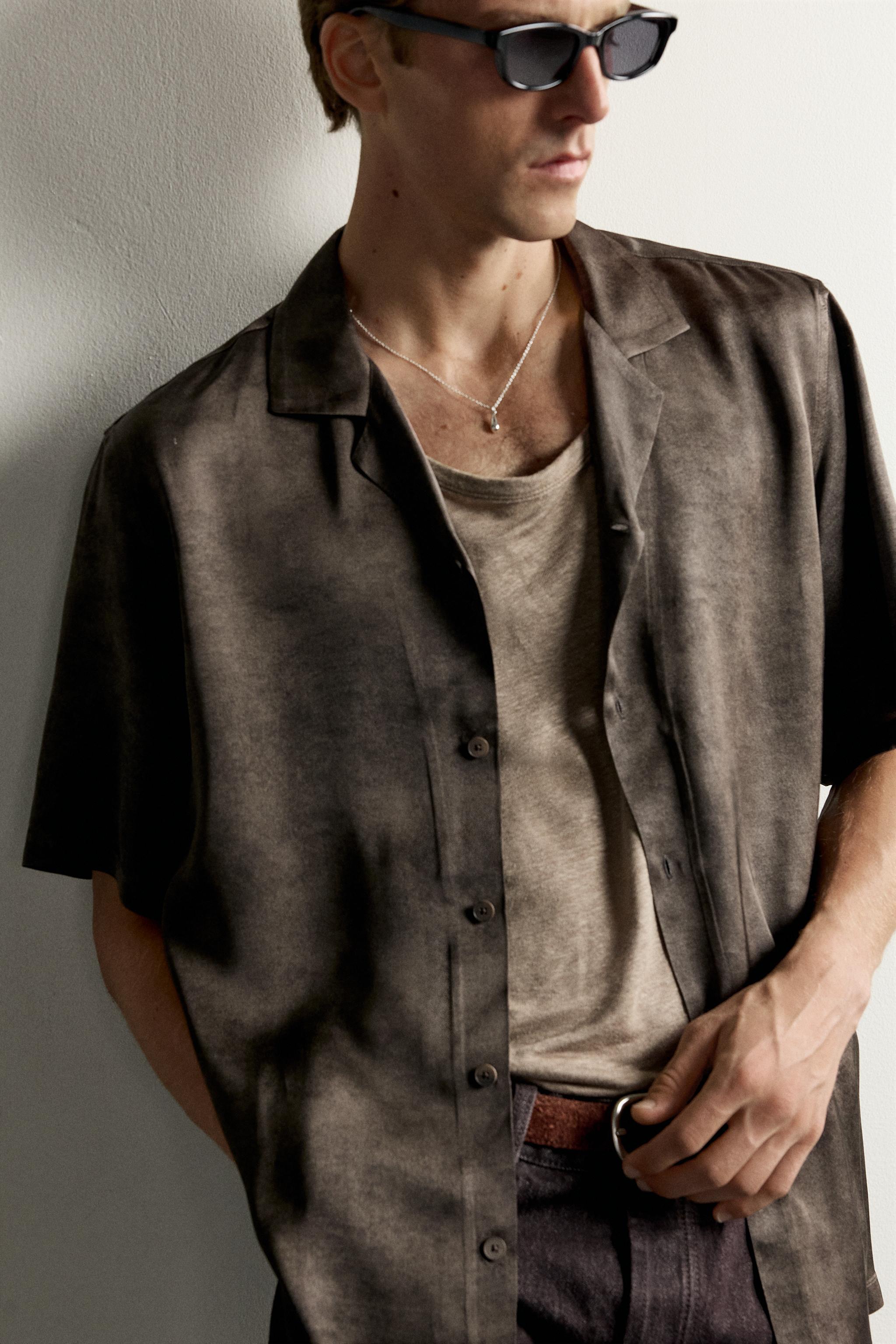 Мужские рубашки Zara WASHED-EFFECT SATIN SHIRT — фото 6
