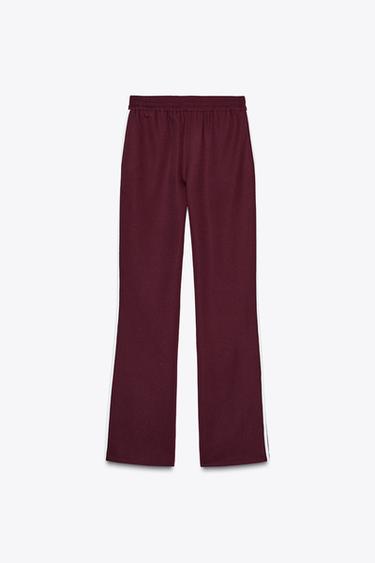 GERADE GESCHNITTENE HOSE MIT SEITENSTREIFEN - Burgundrot von Zara - Bild 0