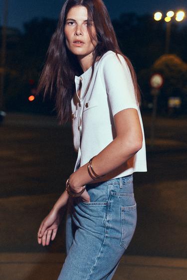 SHORT SLEEVE KNIT CARDIGAN - White by Zara