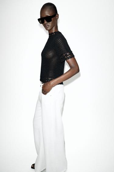 FLORAL HIGH-NECK KNIT TOP - Black by Zara - Image 2