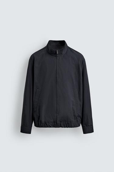 جاكيت BOMBER بقصة عادية ومربعات - أزرق الخاص بـ Zara