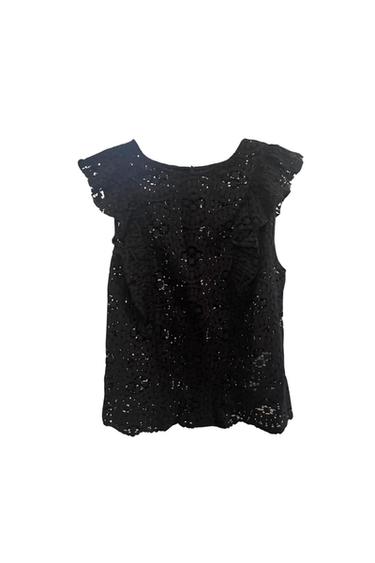 BLACK LACE RUFFLED TOP