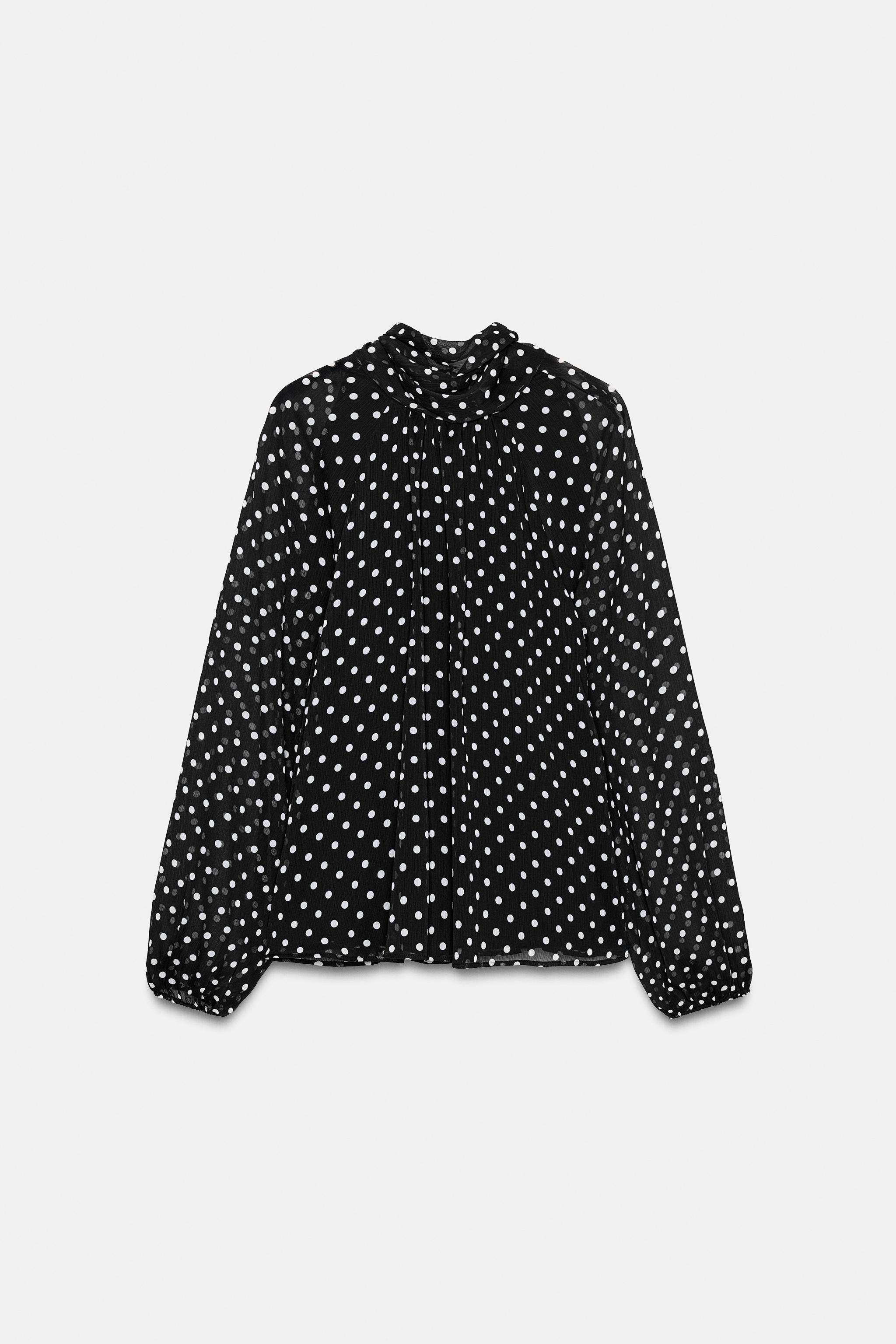 【完売品】ZARA バックリボン付きドットプリントブラウス M 新品タグつき ZARA - 【完売品】ZARA リボン付きドットプリントブラウス XS 新品タグ