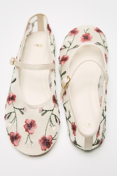 EMBROIDERED BALLERINAS - Ecru White by Zara