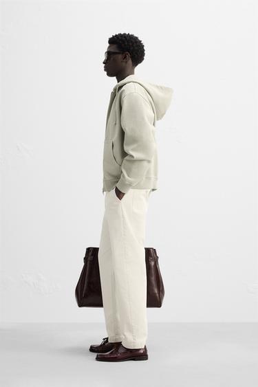 WASHED ZIP-UP HOODIE - Light beige by Zara - Image 3