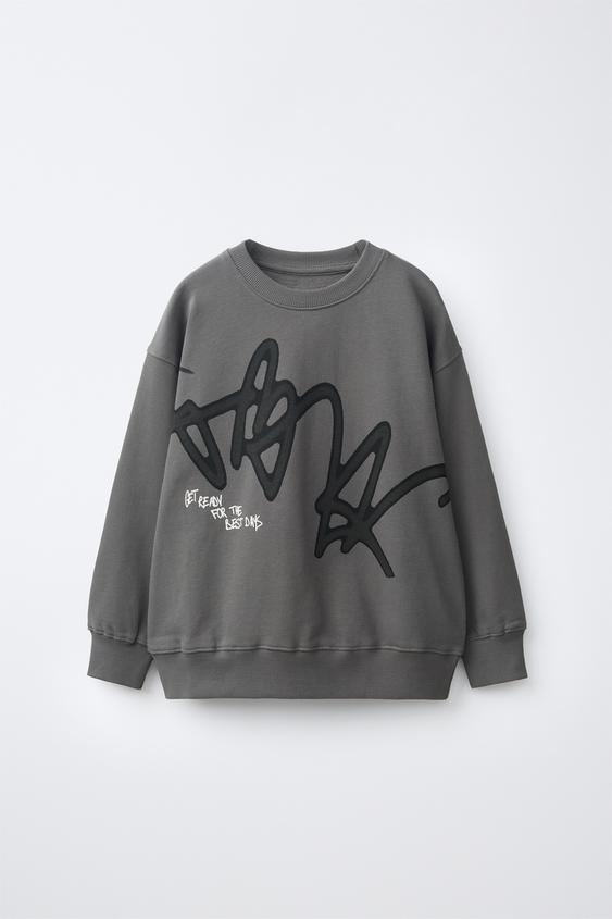 Детская толстовка Zara Urban Graphic, цвет: Антрацитовый серый