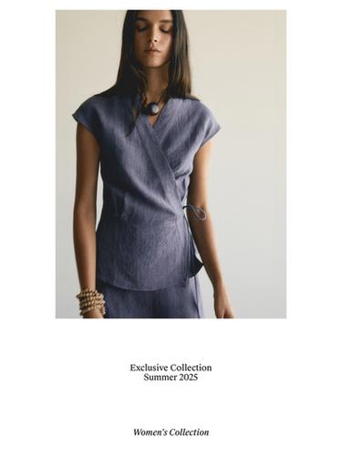 Zara 100% linen crossover waistcoat - Blue