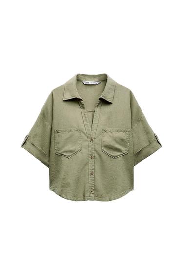 LINEN BLEND SHORT SLEEVE SHIRT