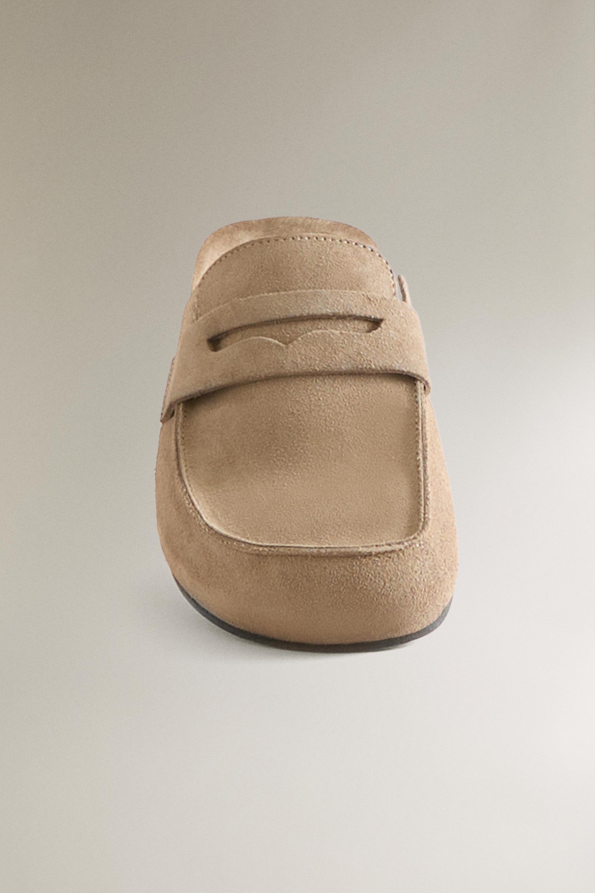 LEATHER MULE CLOG SLIPPERS WITH EYE MASK DETAIL