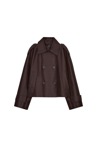 SHORT DOUBLE-BREASTED TRENCH COAT - Brown by Zara